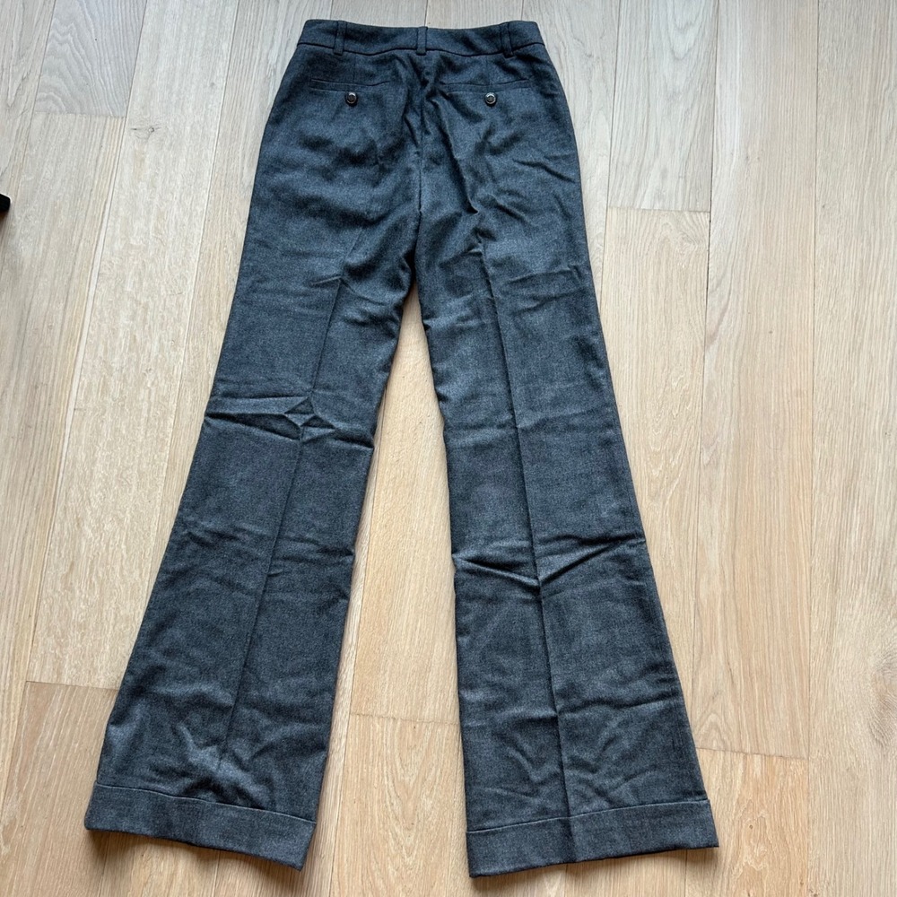 NWT Burberry High Waisted Trousers Women 4 Grey Wool Wide Leg Pants Preppy - Picture 3 of 16